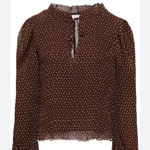 GANNI Brown Flowy Blouse Size 34
